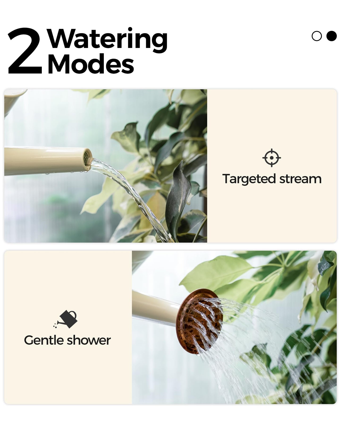 Bamworld Watering Can for Indoor Outdoor Plant Metal Watering Can with Removable Spout Embossd Design Plant Watering Devices Stainless Steel 1/2 Gallon Watering Cans Perfect Home & Garden Décor Creamy