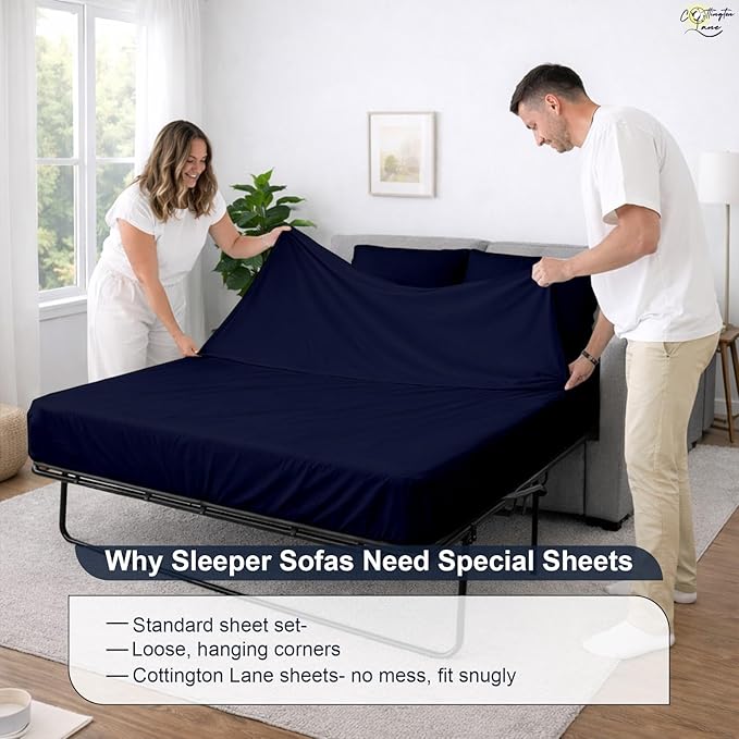Cottington Lane Sleeper Sofa Sheets Full Size, 4 Piece Premium Quality 100%