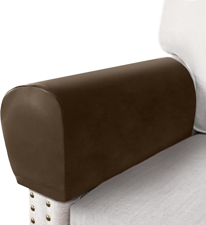 PU Leather Armrest Covers for Sofa Couch Arm Slipcover Set of 2 Stretch