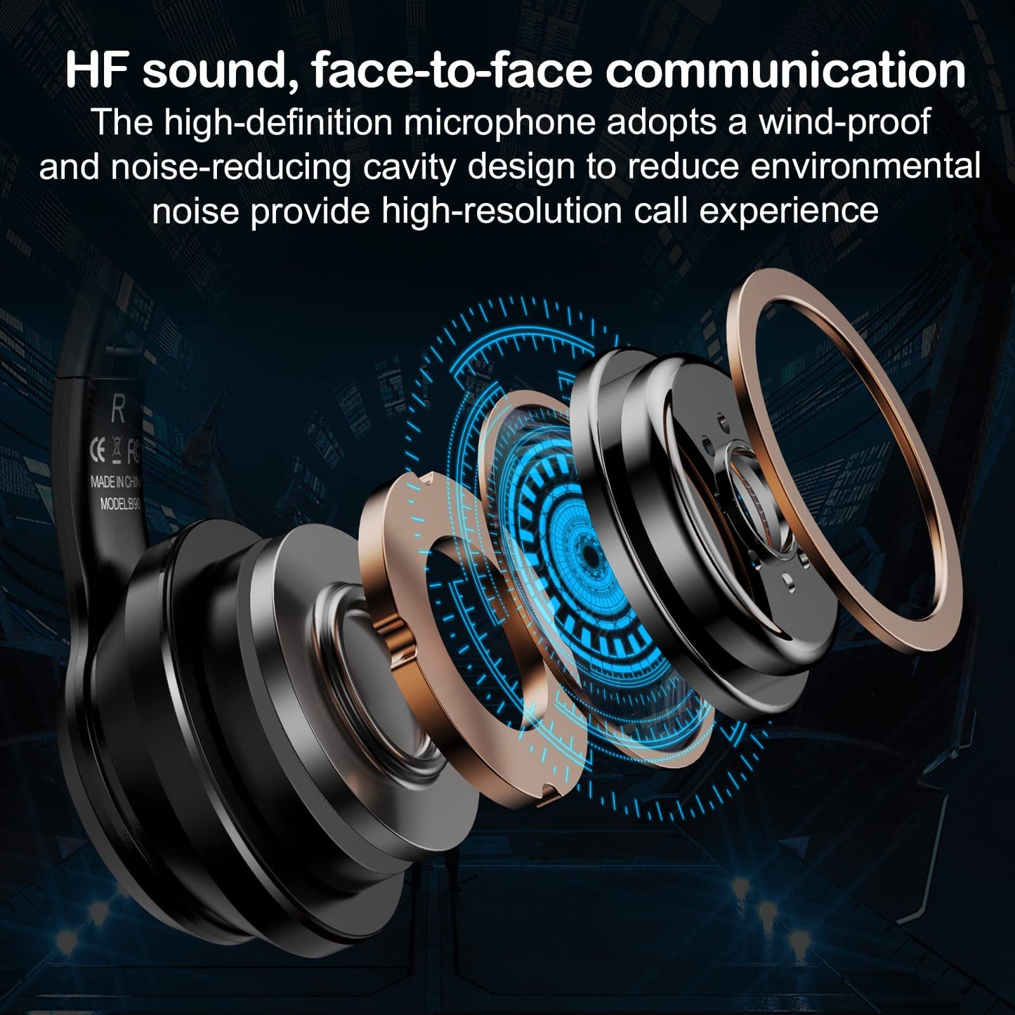 Bluetooth Cat Ear Headphones for Kids & Adults, Wireless & Wired Mode Foldable Headset with Mic - Clear Sound Quality - RGB LED Light, for Girls School Gaming, for Phone/Laptop/PC/Tablet, Black