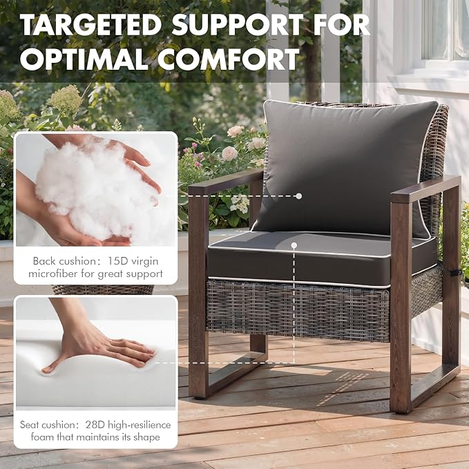 MIULEE Dark Grey Outdoor Seat Cushion 22x22 Inch Waterproof & 3 Year Fade