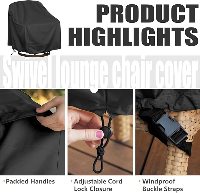 Outdoor Swivel Lounge Chair Cover 4 Pack, Waterproof Heavy Duty Outdoor Chair
