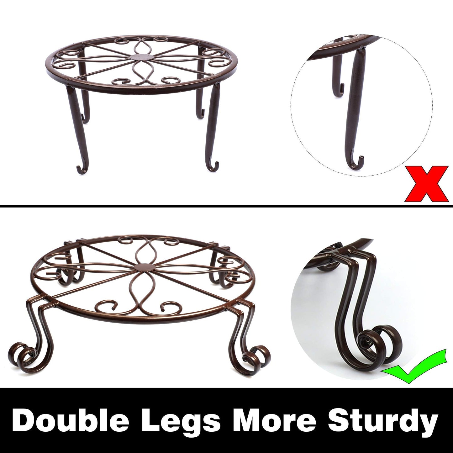 Autopromake Brown Plant Stand for Flower Pot Heavy Duty Potted Holder Indoor Outdoor Metal Rustproof Iron Garden Container Round Supports Rack for Planter Bronze, Pumpkin Stand Outdoor