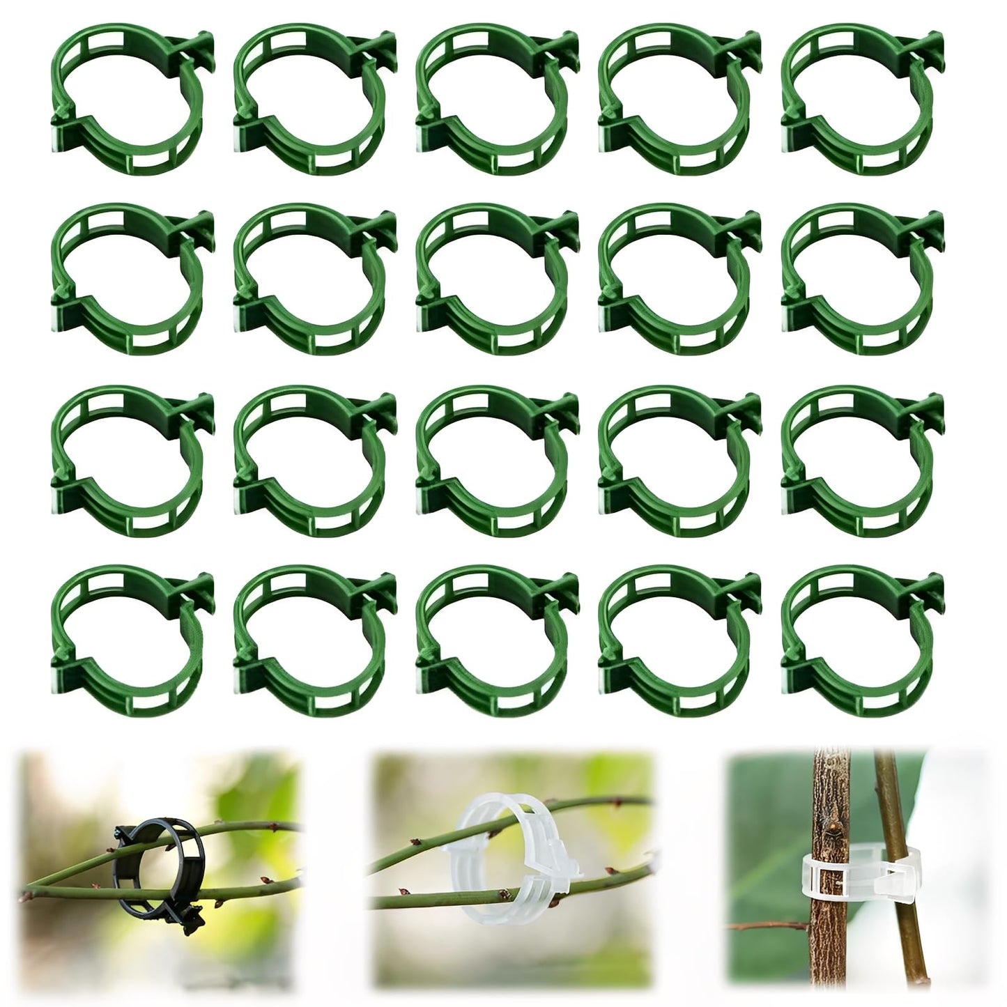 Lyngvio 100Pcs Secured Plastic Plant Clip, 2026 Upgrade Plant Support Clips Reusable Garden Clips, Garden Clips for Climbing Plants Tomato Grape Vine Vegetables Plant Fixing Clips (50, Green)