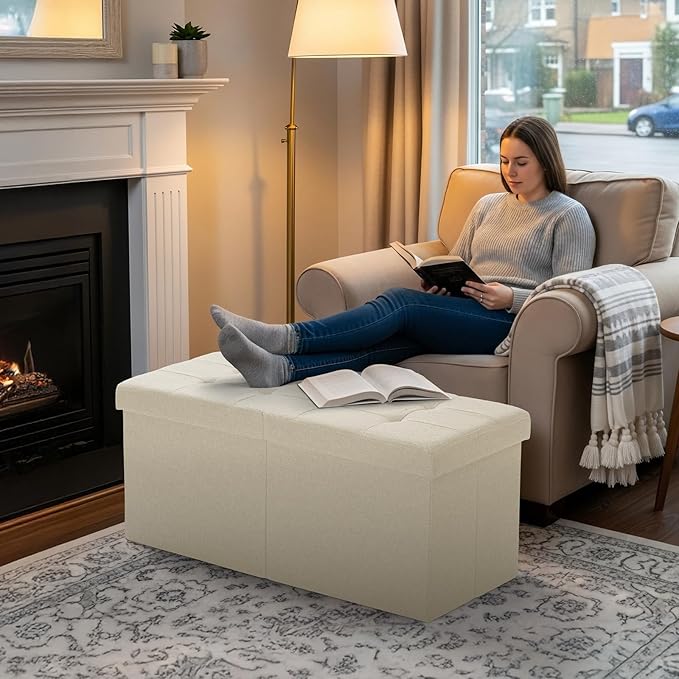 30.5-INCH Storage Ottoman Bench, Footrest