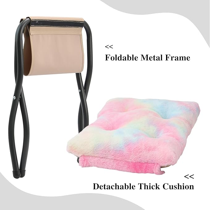 15" Folding Ottoman, Foldable Footrest Stool, Portable Small Foot Stool