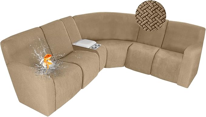 ALIECOM 100% Waterproof Recliner Sectional Couch Covers L Shape Stretch Corner