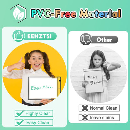 50 Packs Dry Erase Pocket Sleeves, Reusable Clear Plastic Classroom Sleeves, 10x14 Inch Ticket Holders, Plastic Sleeves for School/Office Organization Black