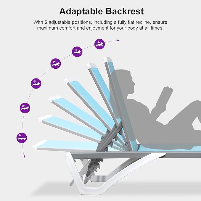 PURPLE LEAF Patio Chaise Lounge Chair Outside Aluminum Plastic Stackable