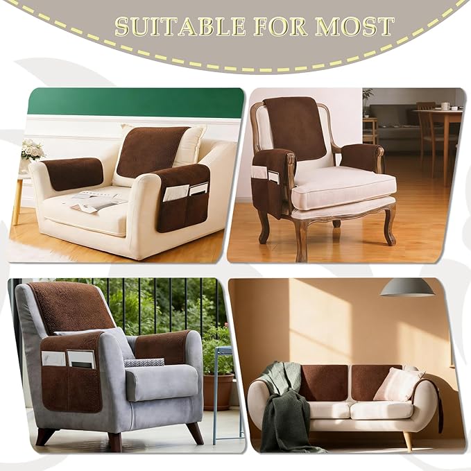 Armrest Covers - Arm Chair Covers Set of 3 Recliner Chair Covers,