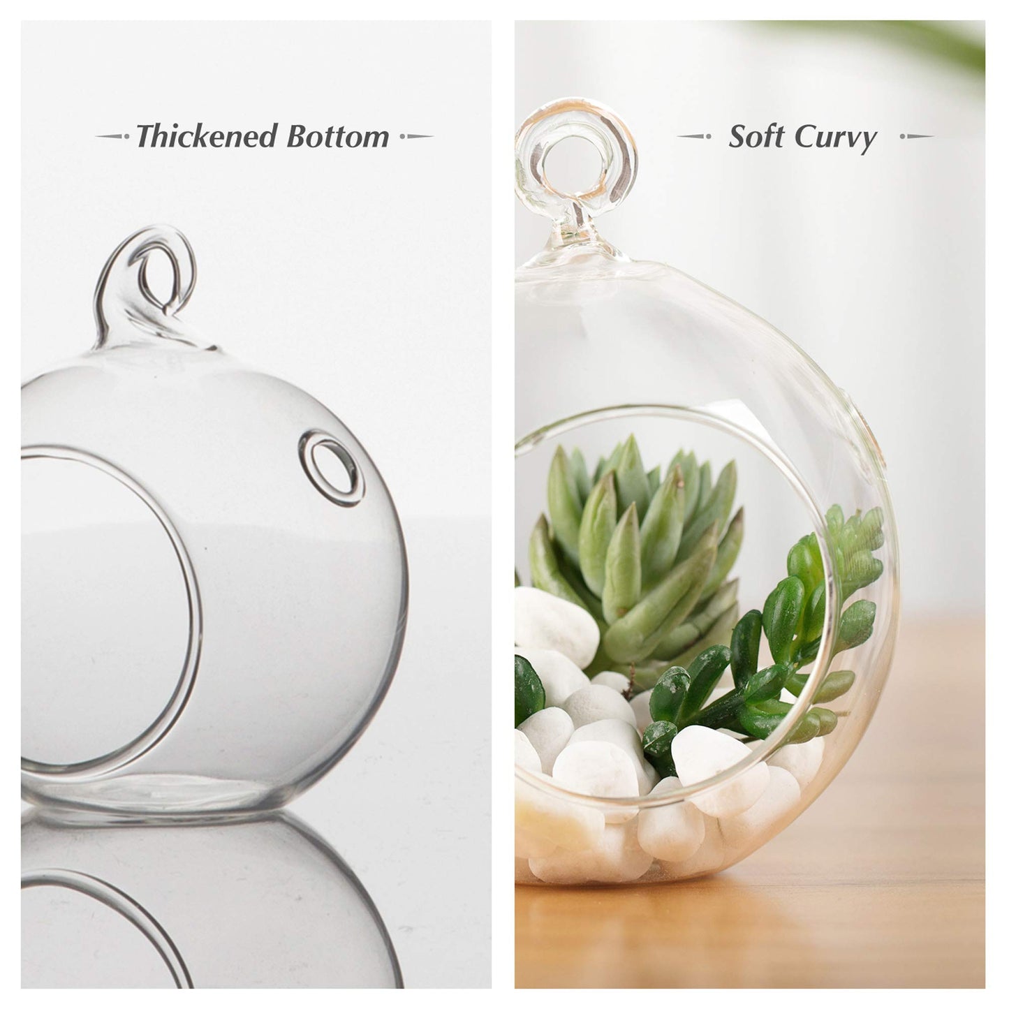 WGV Hanging Terrarium Globe, Width 4", Height 4.75", DIY Air Succulent Planter, Clear Glass Vase Orb with Flat Bottom, Candle Holder for Windowsill Outdoor Garden Decor, 12 Pieces Bulk