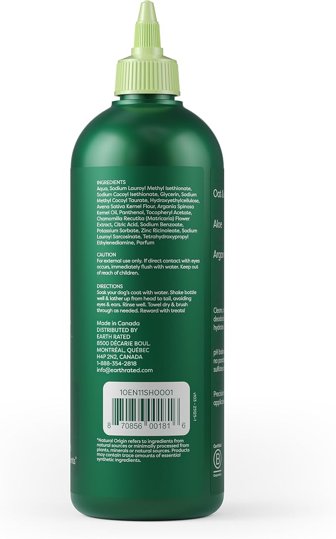 Earth Rated Hypoallergenic 3-in-1 Soothing Dog Shampoo & Conditioner for Dogs & Puppies, Deodorizing, 98.5% Natural Origin Ingredients, 16 oz