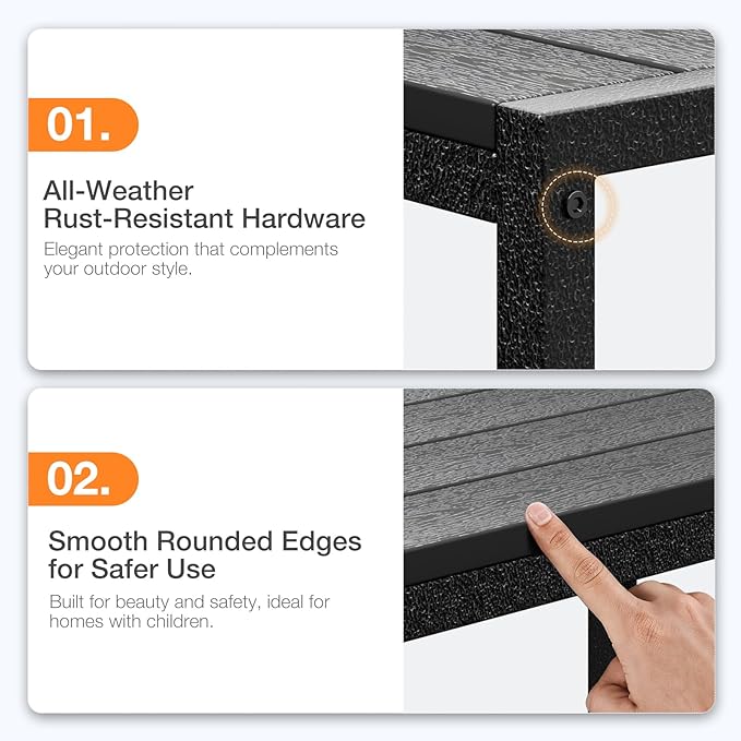 ODK Outdoor Coffee Table with Double-Layer Storage, Rectangle Weather-Resistant