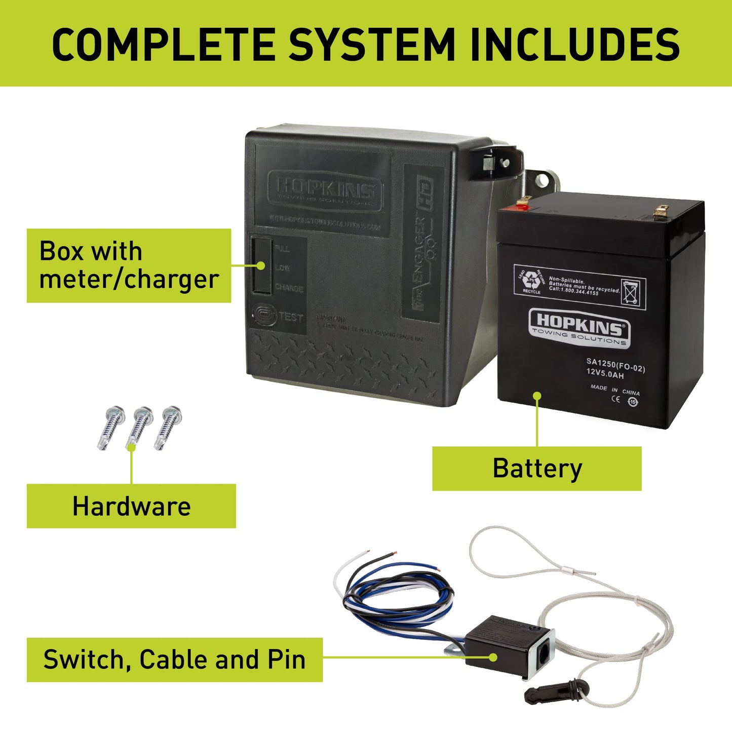 Hopkins Towing Solutions 20099 Engager LED Test Break Away System with Battery Meter