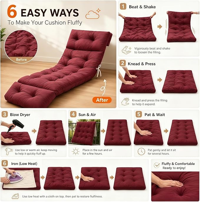Chaise Lounge Cushion Outdoor, Waterproof Thick Patio Lounge Chair Cushion