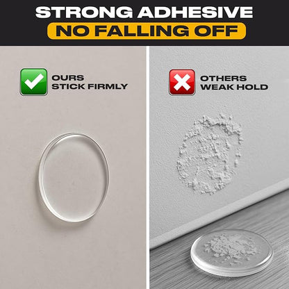 Clear Door Stoppers X-Large 5" (3 Pack) - Door Stoppers for Wall with Strong Back Adhesive - Quiet and Shock Absorbent Silicone Wall Protectors from Door Knobs - Protects Every Surface