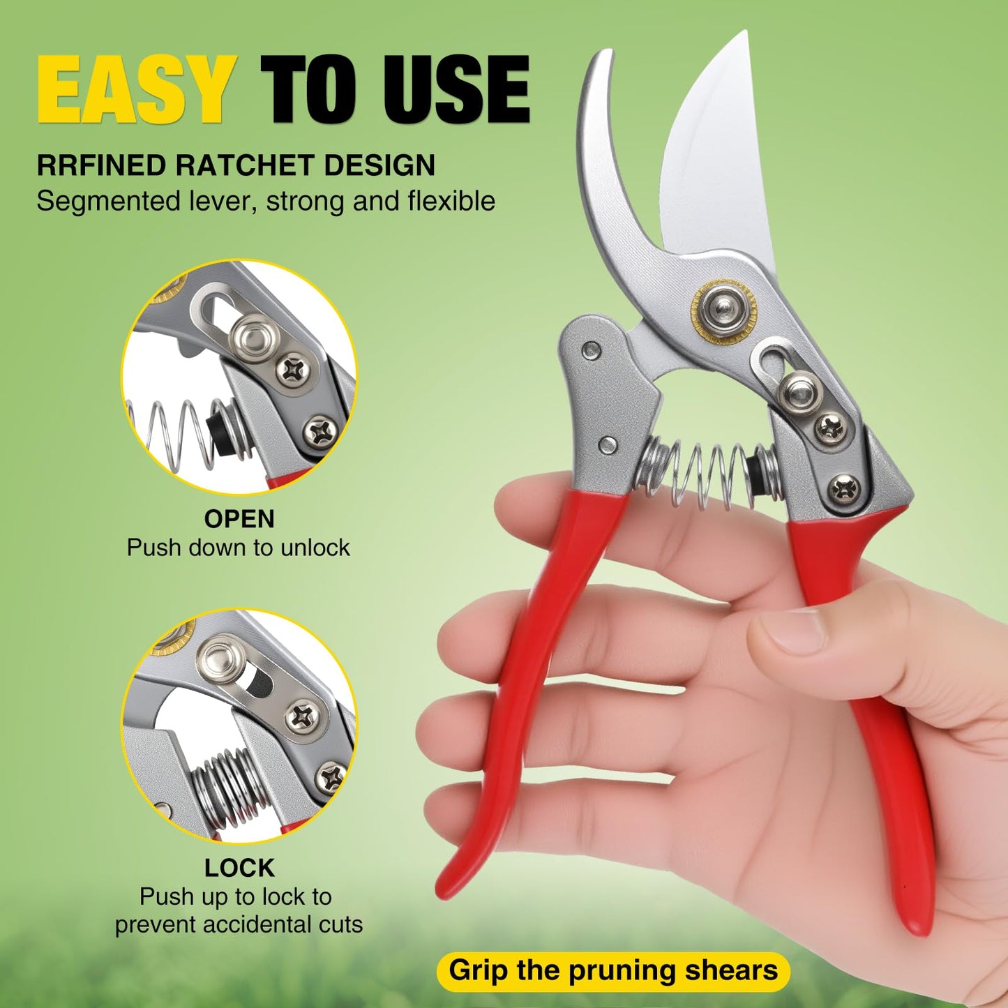 Yesker Pruning Shears Garden Shears 8.6" Professional Bypass Garden Scissors Yard Clippers with Sharp SK5 Steel Blade Heavy Duty Hand Pruners for Branch Flower Plant Trimming Cutting Gardening Tools
