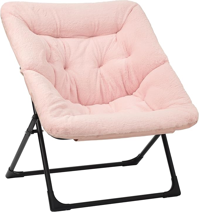 Comfy Saucer Chair for Adults, Soft Faux Fur Bedroom Chair, Accent Dorm Chairs