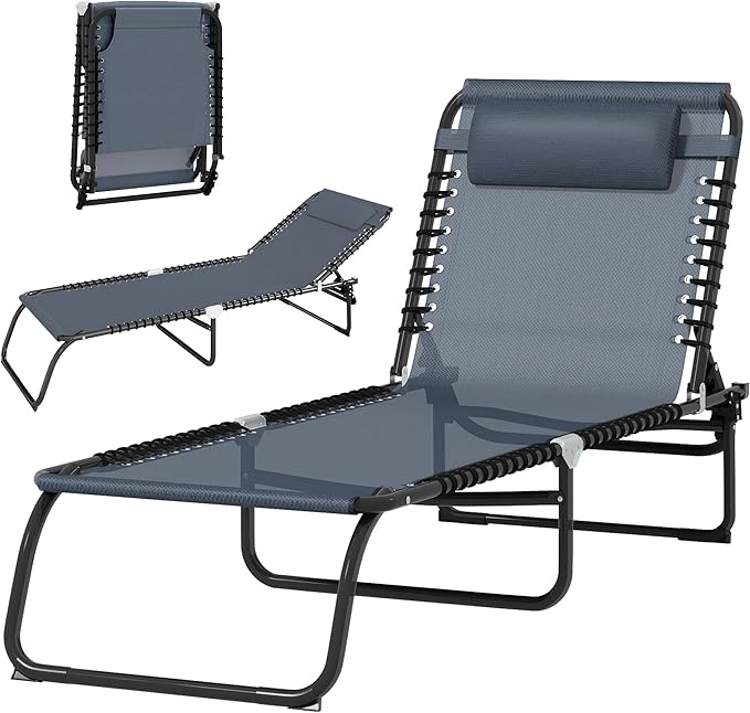 Outsunny Folding Chaise Lounge Chair, Patio Sun Tanning Chair, Outdoor Chaise