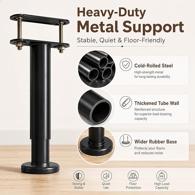 4Pcs Bed Frame Support Leg, Adjustable 14" to 23.6", Increase Under-Bed Storage