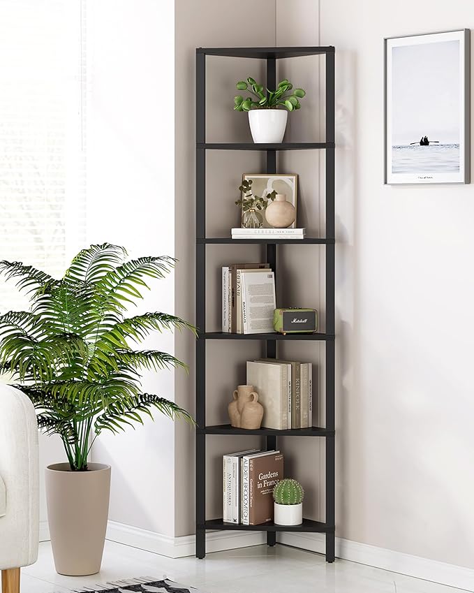 TUTOTAK Corner Shelf, 6-Tier Corner Bookshelf