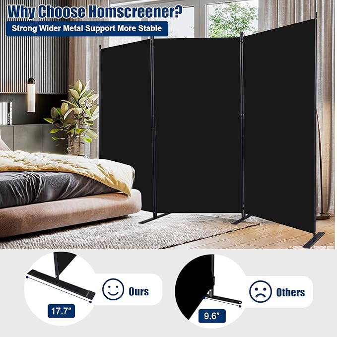 Room Divider 6FT Portable Room Dividers and Folding Privacy Screens, 3 Panel