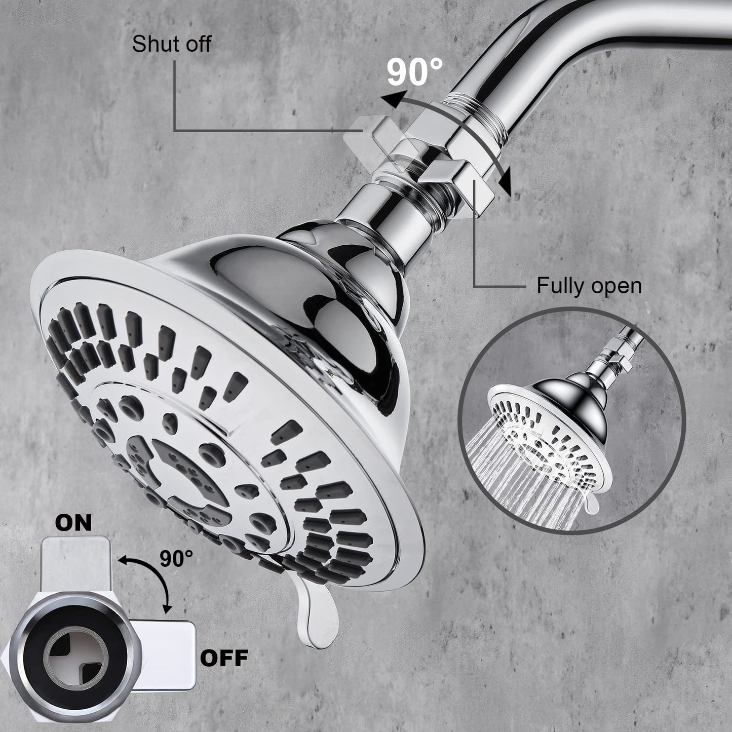 BRIGHT SHOWERS Water Flow Control Valve, Brass Shower Water Valve with Handle Lever, Flow Regulator Water-Saver Volume, Chrome