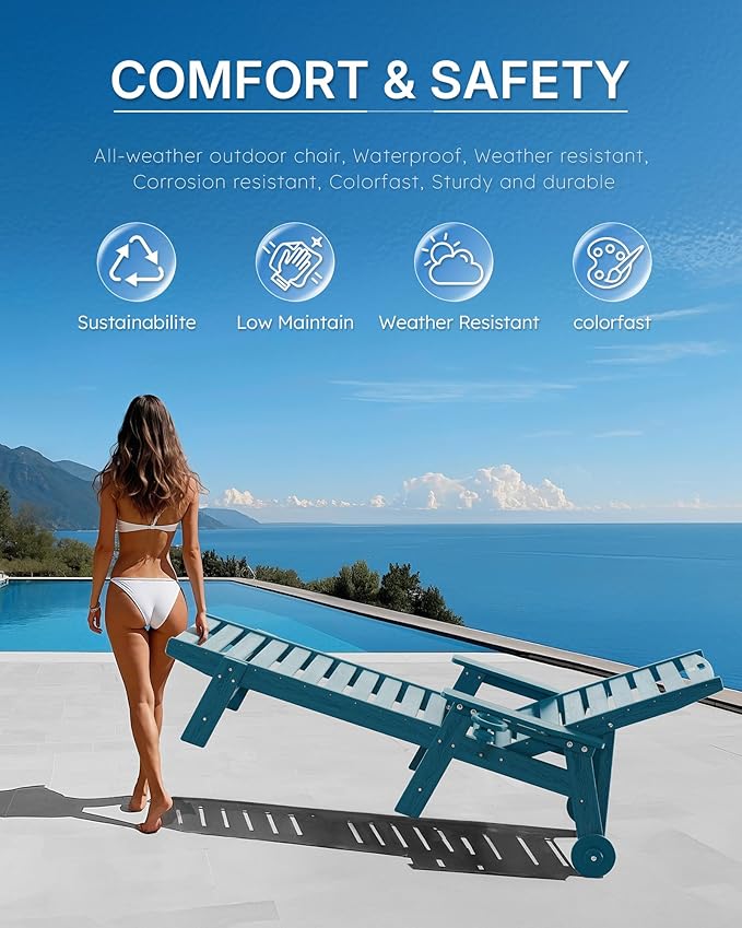 Patio Chaise Lounge Chair Set of 2, Oversize Lounge Chairs
