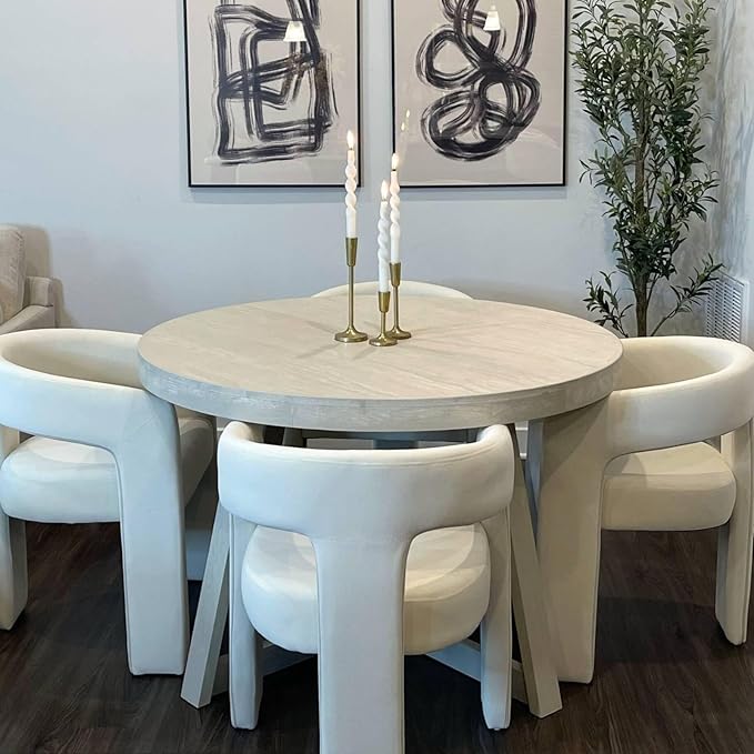 VESCASA Linen Barrel Dining Chair