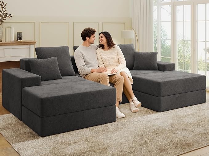 Living&Giving 101" U-Shaped Cloud Sectional Couch