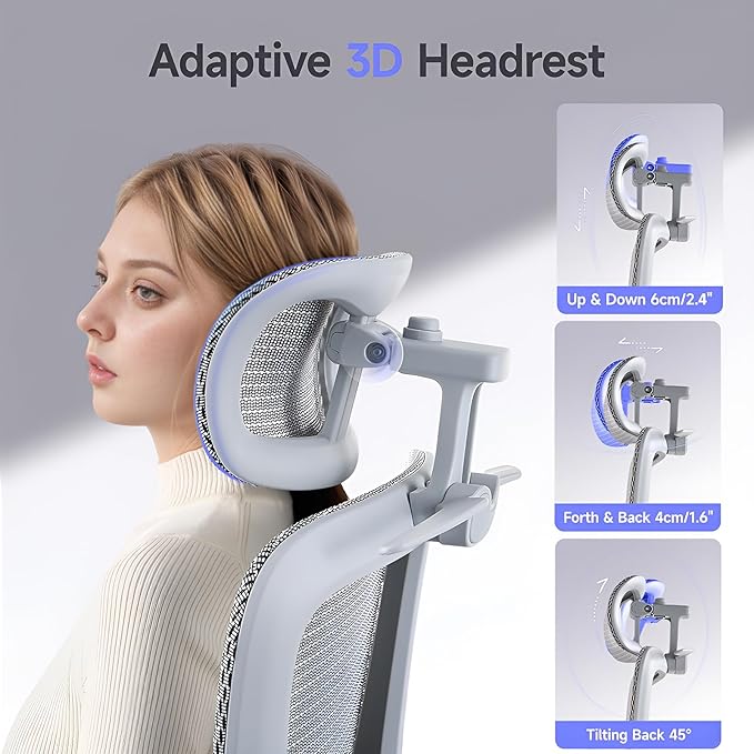 Office Chair with Footrest, Ergonomic Chair with 3D Headrest, Computer Chair