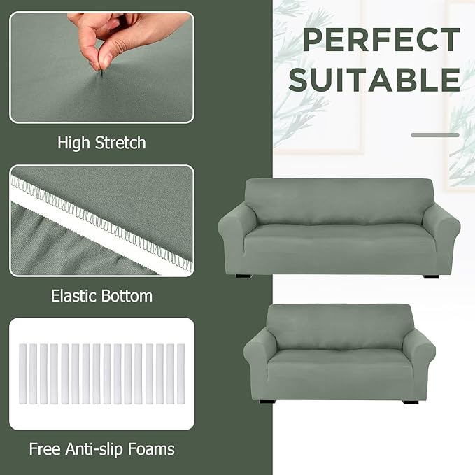 Peryiter 2 Pcs Sofa Covers Couch and Loveseat Covers Set Stretch Sofa Slipcover