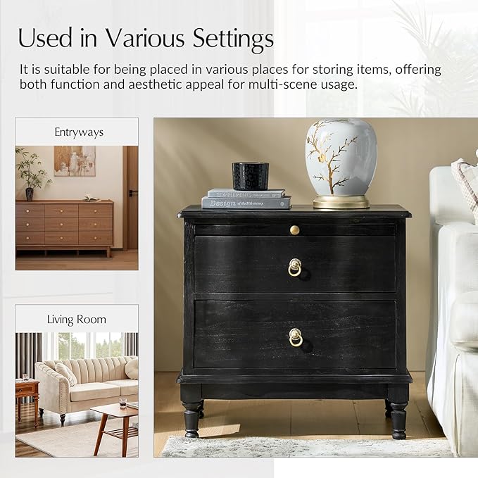 HULALA HOME Solid Wood Storage End Tables