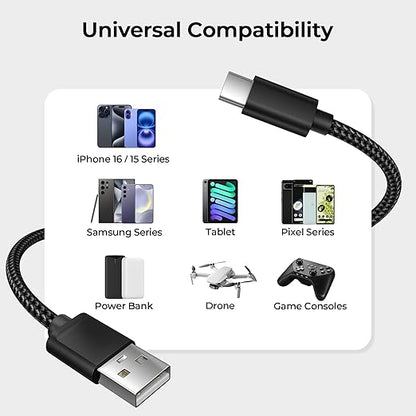 Basesailor Charger Cable for AirPods Pro 3 4/4th Generation 3.3FT 2Pack,USB Type C Charging Cord for Apple AirPods Max 2024 Headphone (Only Charge),Pro 2/2nd 2023 Wireless Earbuds,iPhone 17 16 15 Plus
