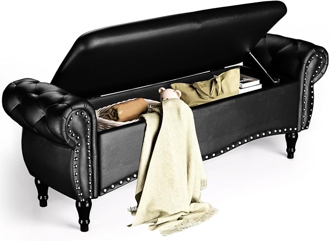 ZZW Storage Ottoman Bench, Tufted Bed Benches