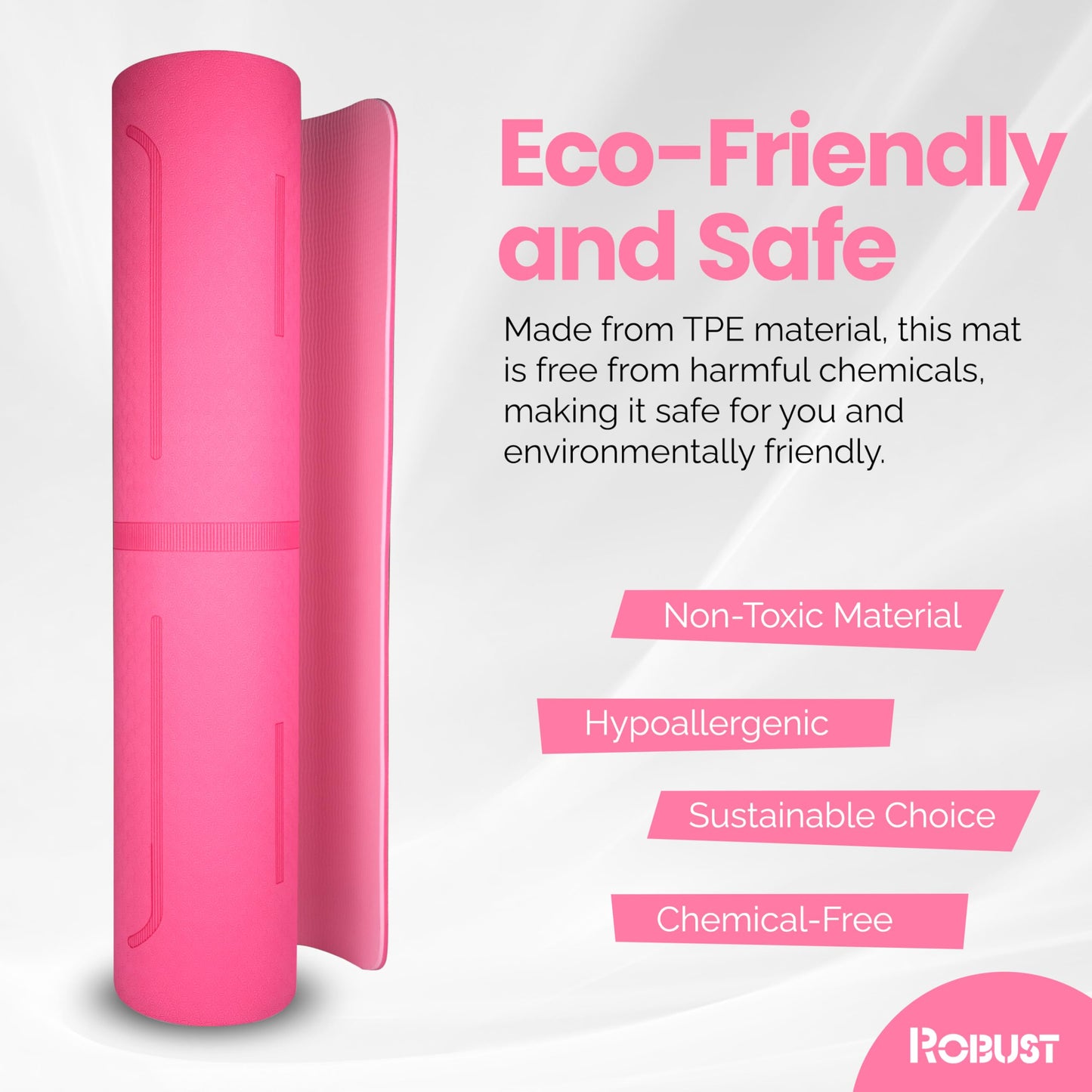 Robust Non-Slip Yoga Mat with Strap, 1/4" Thick TPE Eco-Friendly Workout Mat for Yoga with Position Lines and Texture Surface, Gym Mat for Women, Men, Pilates and Exercises Anti-Tear Sweat-Proof Exercise Mat
