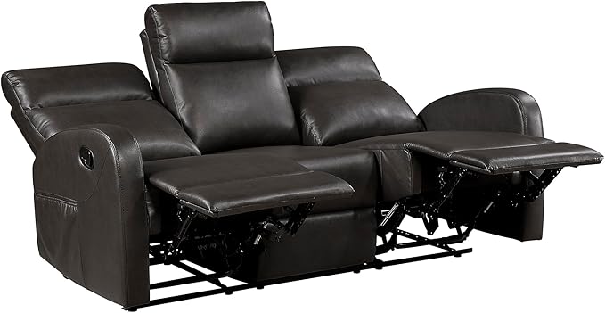 Lexicon Manual Reclining Sofa, Faux Leather Recliner Sofa, Wall Hugger