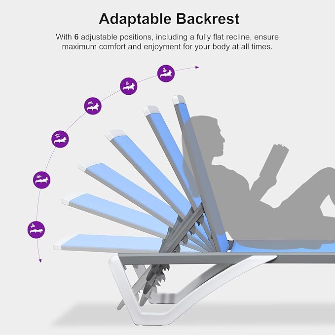 PURPLE LEAF Patio Chaise Lounge Chair Set Outside Aluminum Plastic Stackable