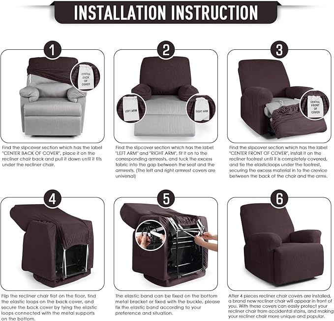 TAOCOCO Oversized Recliner Chair Covers, 1 Seater Streach Recliner Covers Soft