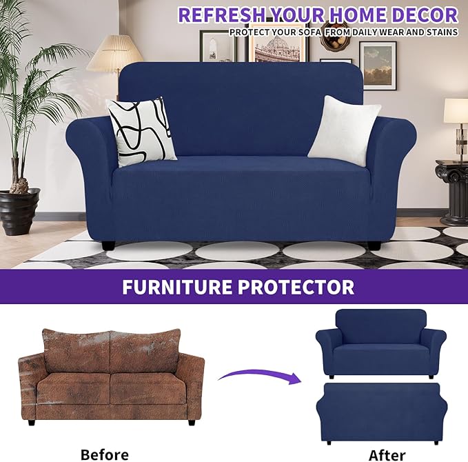 ZNSAYOTX Super Stretch Loveseat Covers, New Striped Love Seat Slipcover