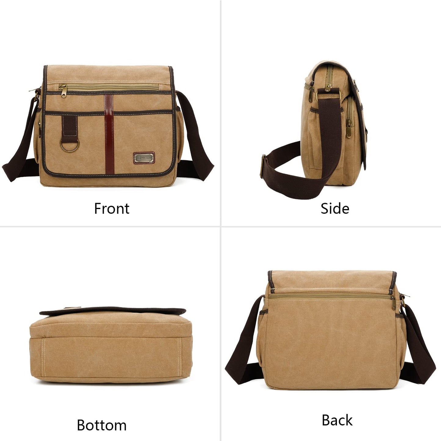 SUNSOMEN Canvas Messenger Bag Satchel Bag Crossbody Bag Shoulder Bag 14inch With Water Pocket (Purple)