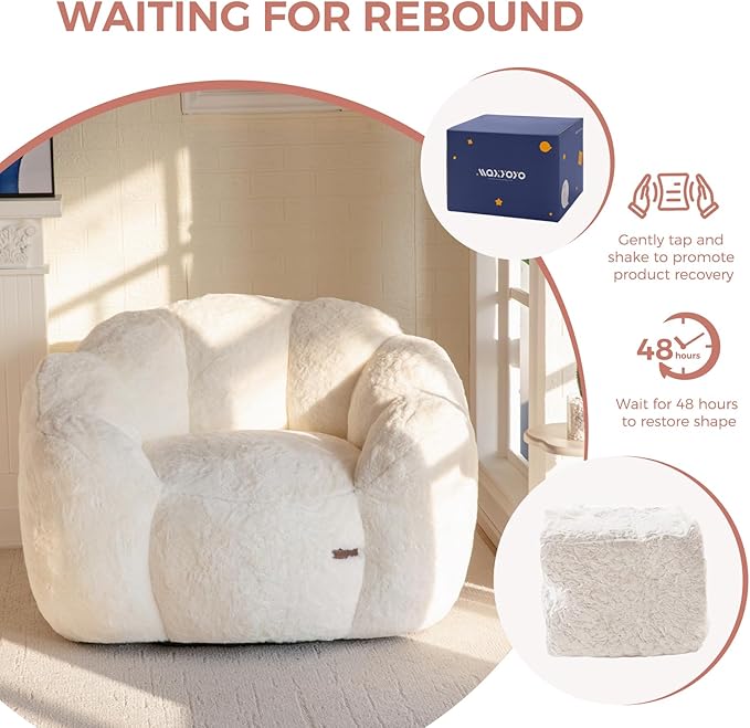 MAXYOYO Bean Bag Chair for Adults, Floral Shaped Bean Bag Sofa, Ultra Soft Faux