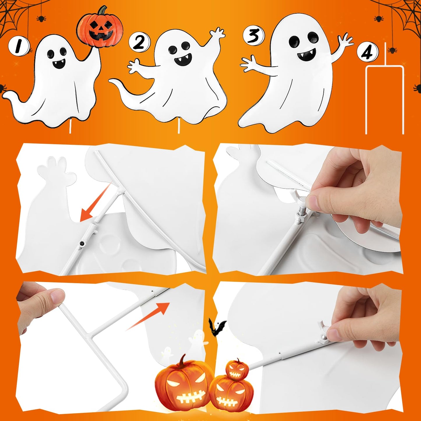 TaoQ C Halloween Ghost Yard Signs Metal Ghost Yard Sign with Pumpkin Halloween Metal Garden Stakes for Outdoor Garden Lawn Patio Pathway Horror Party Decorations