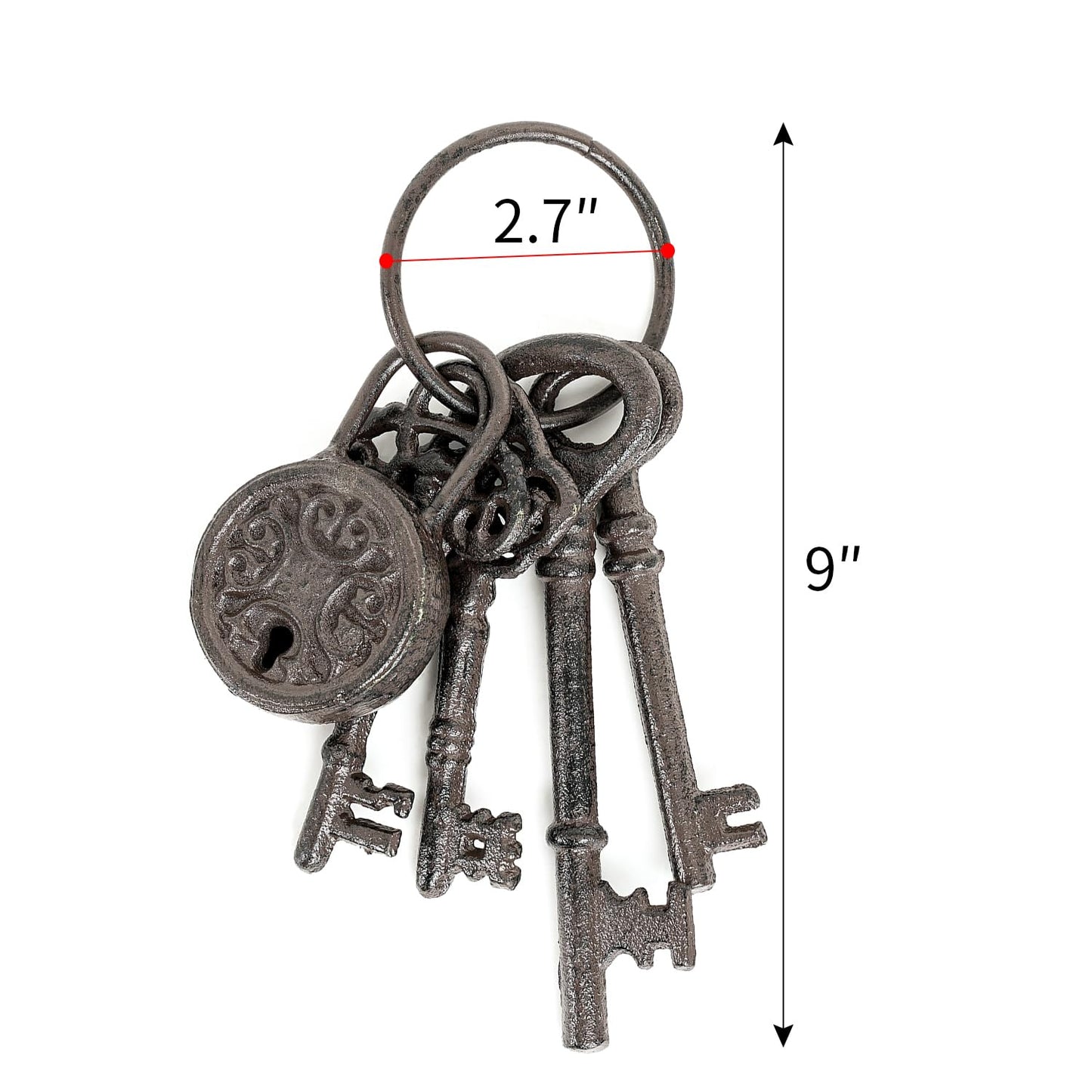 Sungmor Cast Iron Skeleton Keys - Antique Style Keyring Props, Pirate Treasure, Halloween Decor for Home Garden