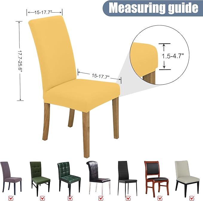 BIETYONE Stretch Dining Chair Covers Set of 6, Soft Removable Washable Kitchen