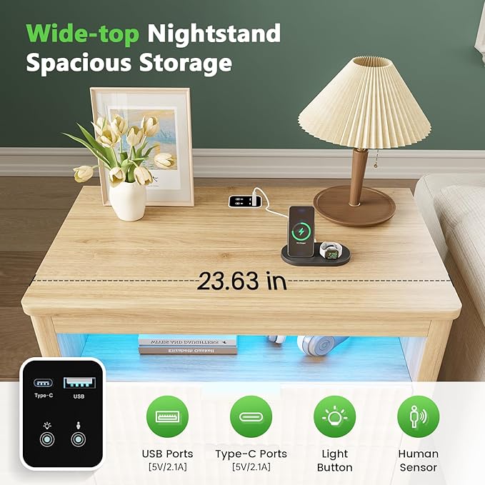 WOOVIVS End Table Set of 2