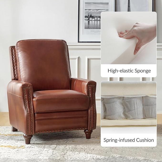 HULALA HOME Genuine Leather Manual Recliner Chair