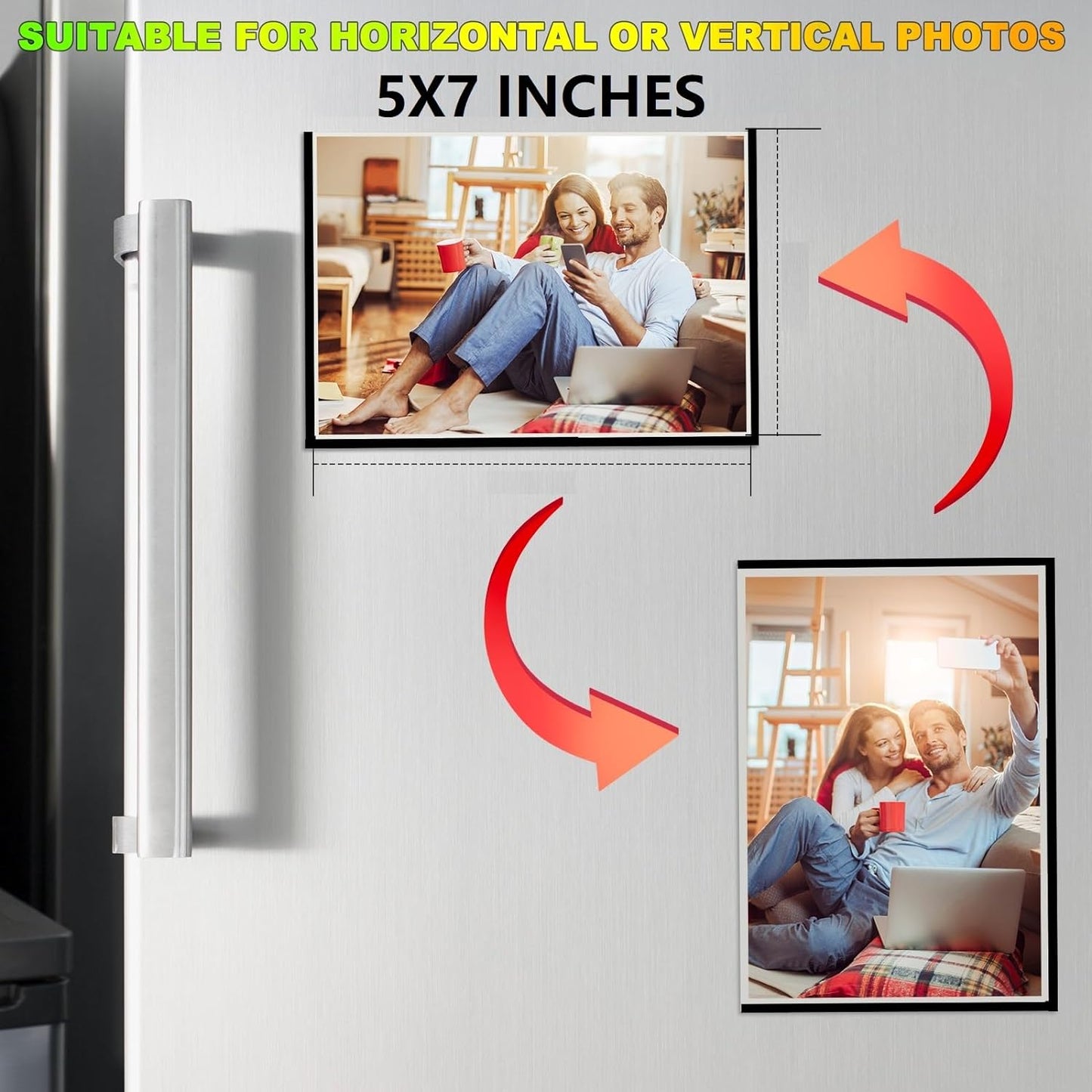 Bulk Magnetic Picture Frame 5X7 for Refrigerator-50 Pack,Black Photo Magnets Sleeves for Teachers