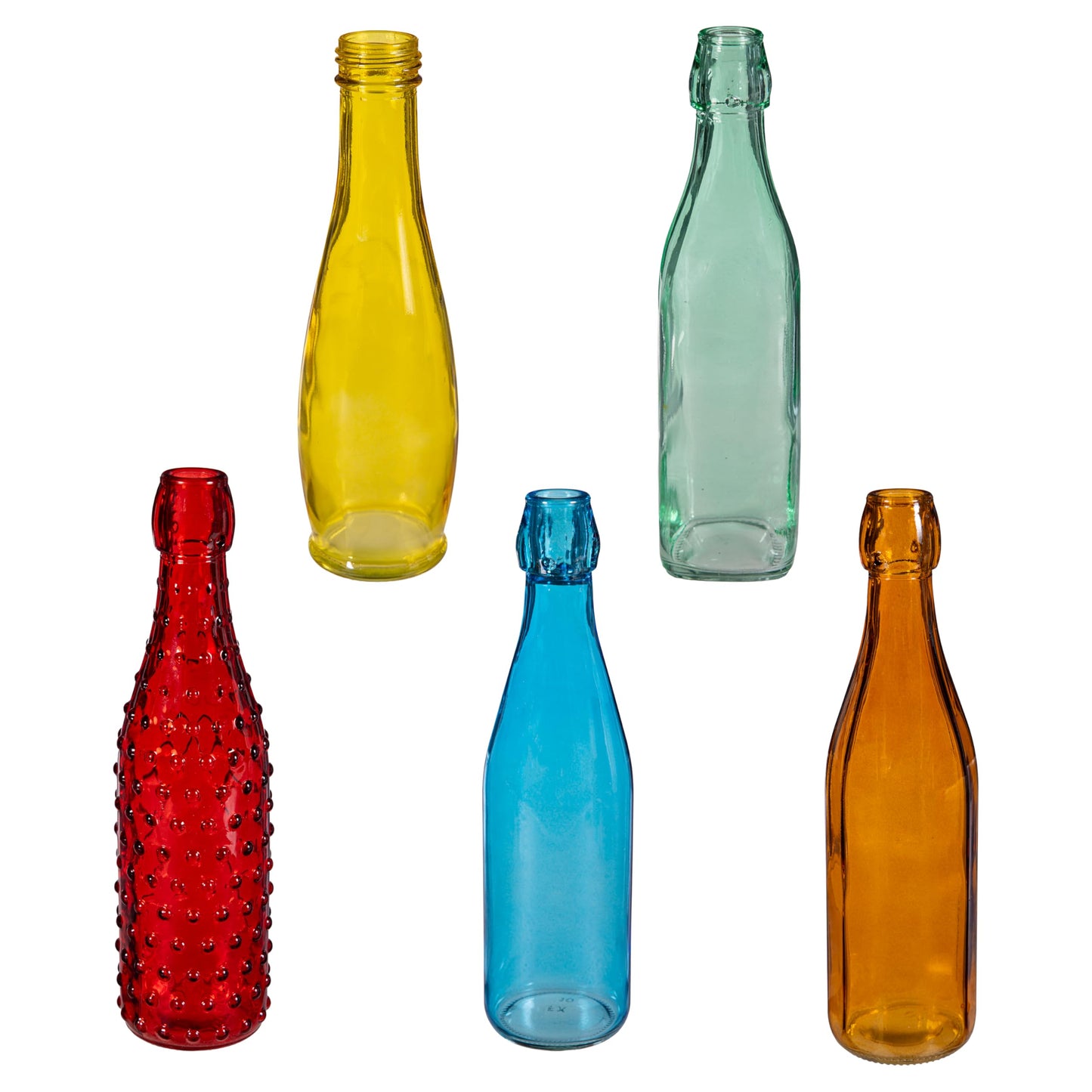 Evergreen Garden Glass Bottles for Bottle Tree, Wine Bottles for Decorativation Indoor Outdoor Wedding Christmas Party Decor (Rainbow, Set of 5)