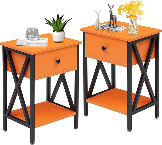 VECELO Nightstands Set of 2, Modern Bedside End Tables, Night Stands